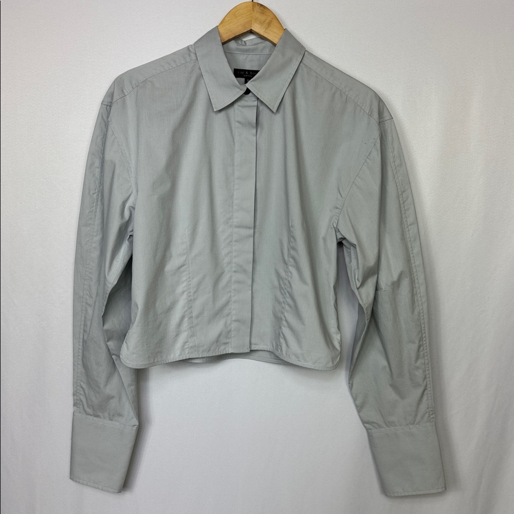 Rag & Bone Becca Poplin Button Down Shirt Gray Size Medium Long Sleeve - Picture 6 of 16
